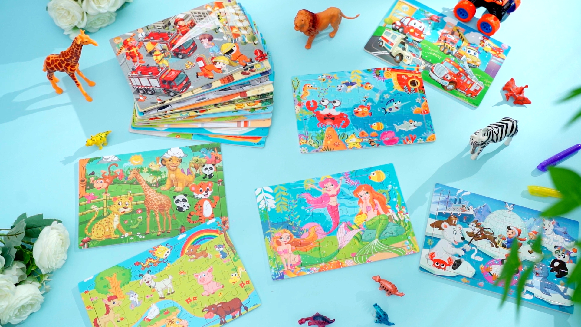 Amazon.com: Chivao 18 Pack 30 Pieces Kids Puzzles Ages 3-5 Wooden